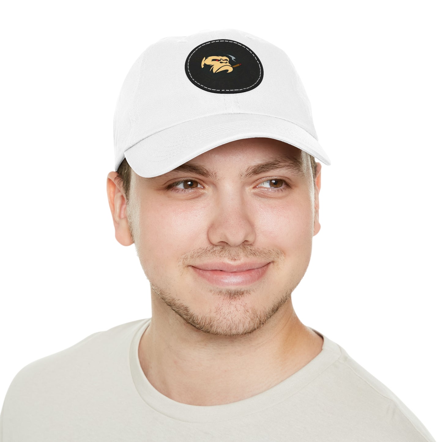 Hat with Leather Patch (Round)