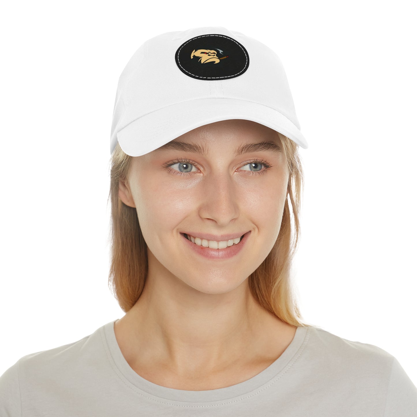 Hat with Leather Patch (Round)