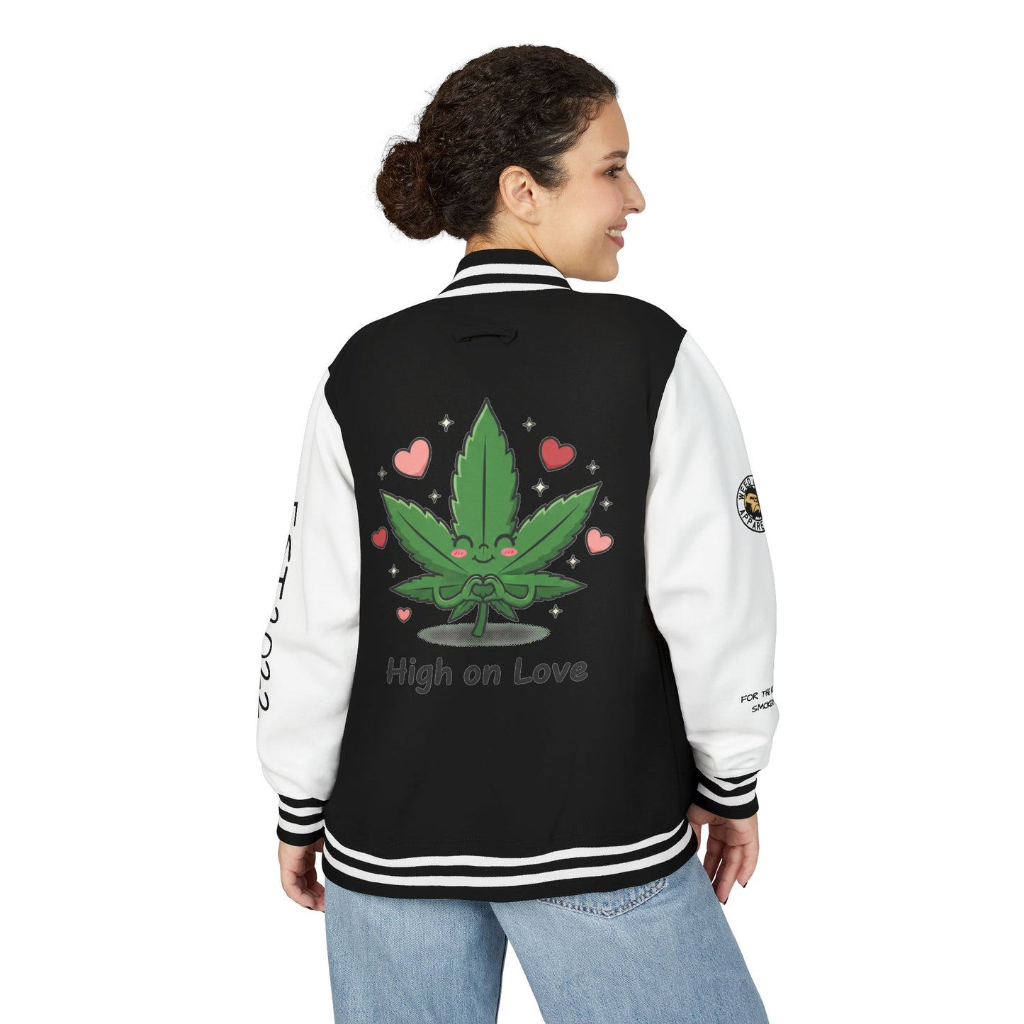 Letterman Jacket — "High on Love" Cannabis Leaf Varsity Jacket