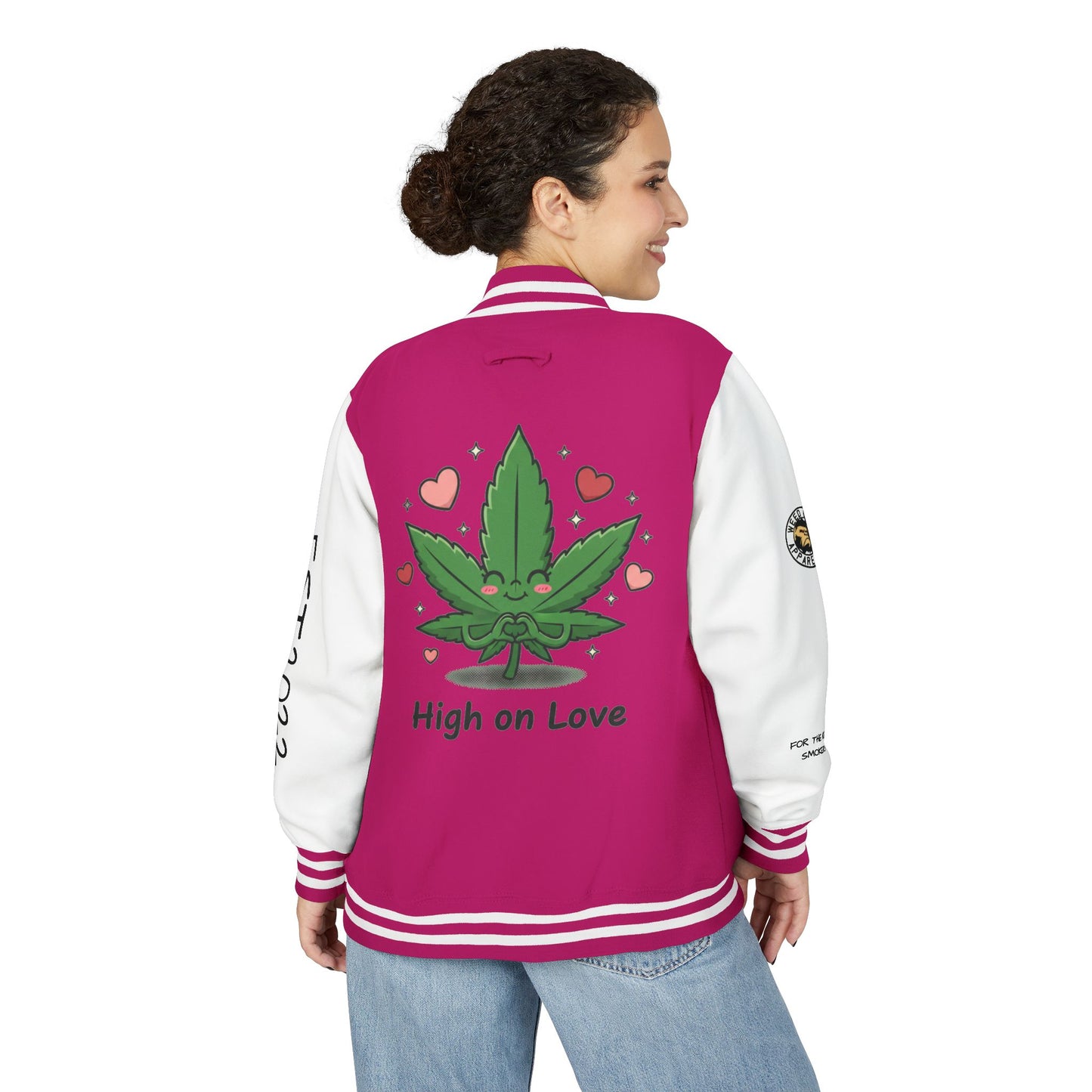 Letterman Jacket — "High on Love" Cannabis Leaf Varsity Jacket