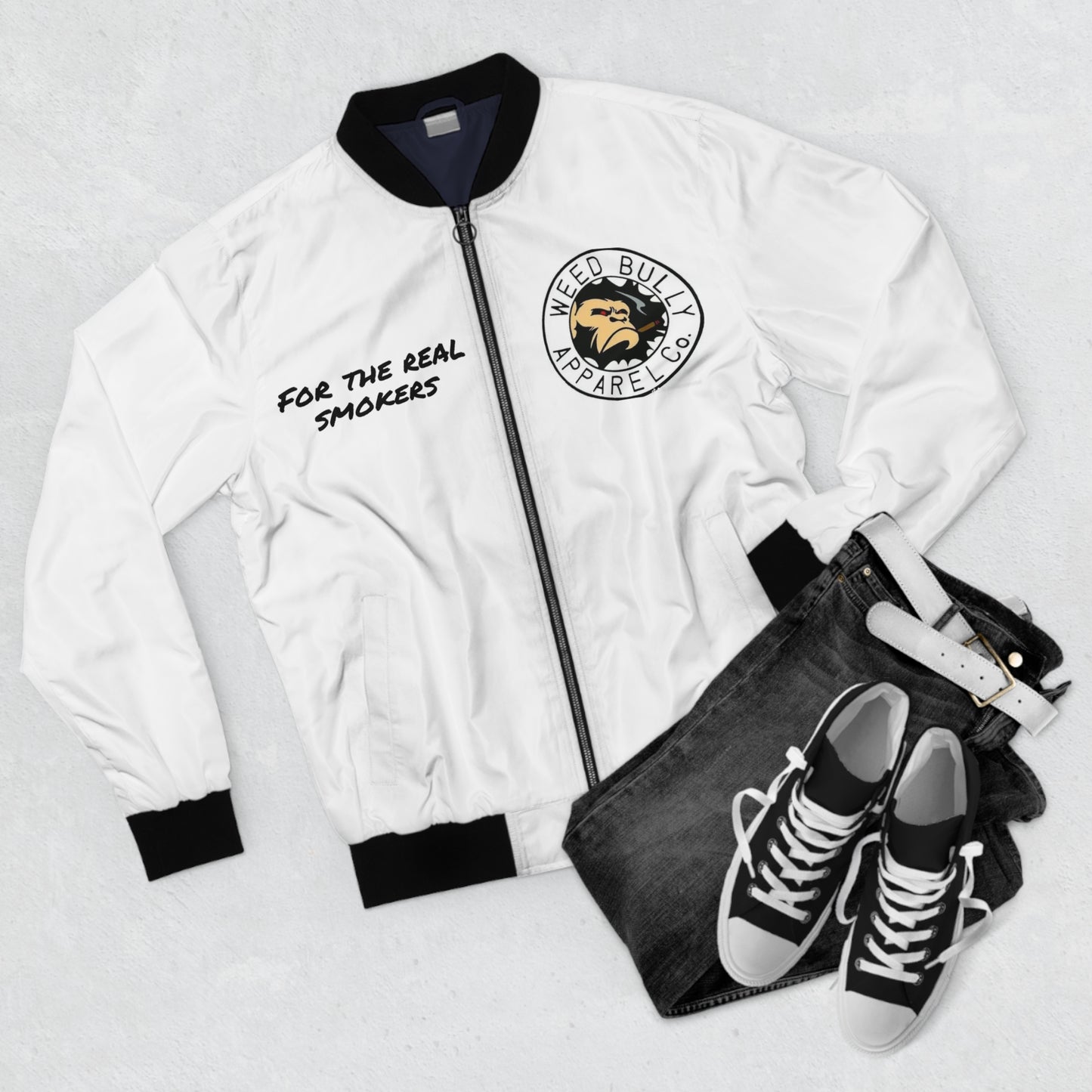 Weed Bully Bomber Jacket – "For the Real Smokers" Graphic