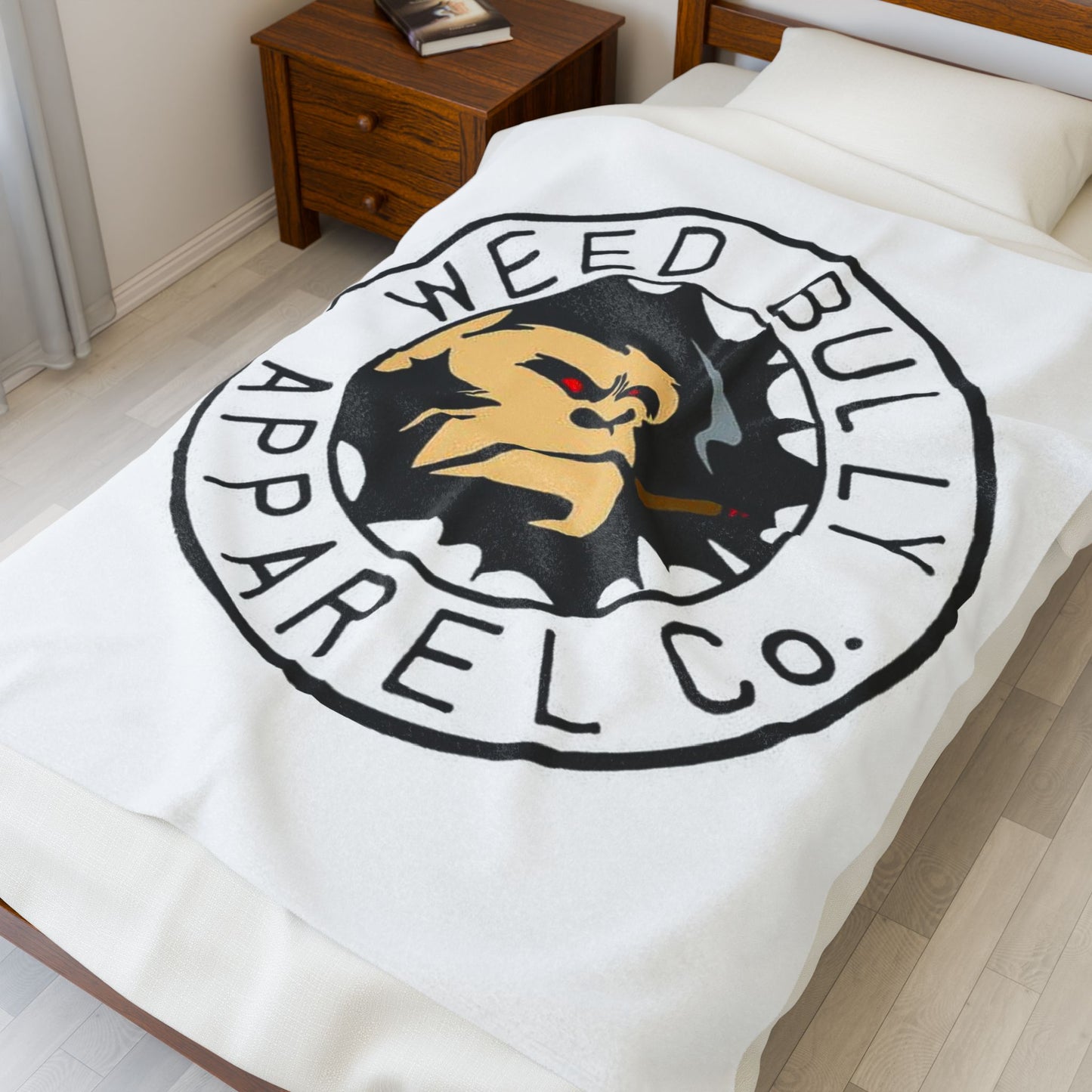 Weed Bully Velveteen Plush Blanket — Graphic Cannabis Logo Throw for Smokers & Streetwear Fans